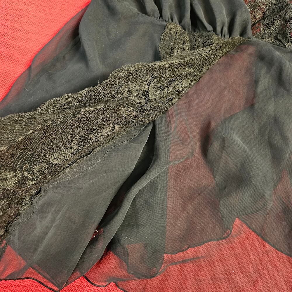 Vintage Victoria's Secret 90s black semi sheer baby doll top Small adj. straps - Picture 4 of 9